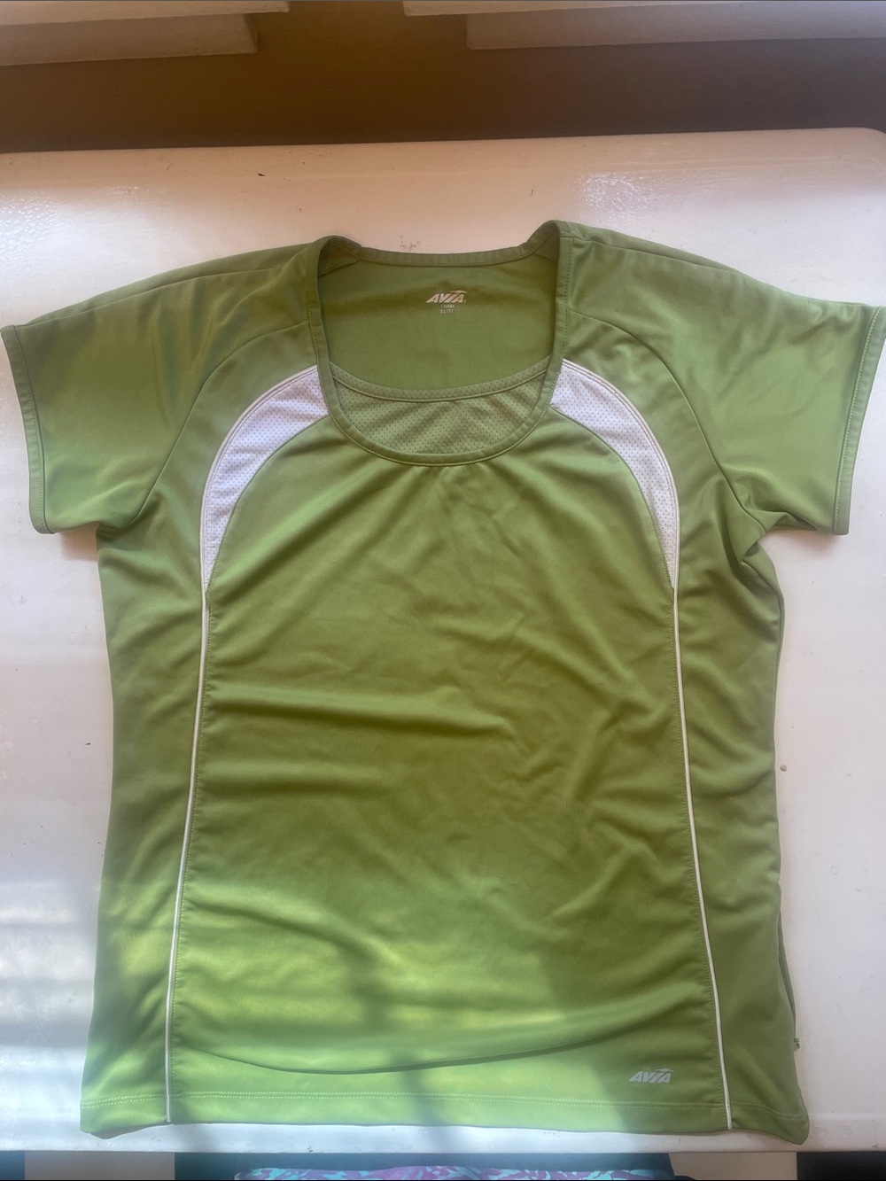 Avia Lime Green Performance Running or Cycling Top with White Panels size XL